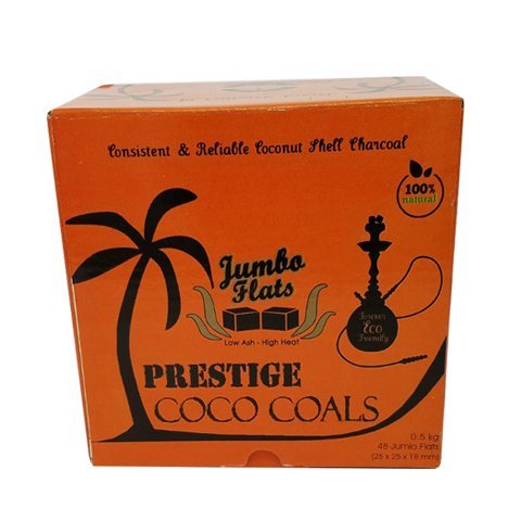 Prestige Bubbles 100% Natural Coconut Hookah Charcoal - Jumbo Flats, 0.5KG (48 Pieces, Pack of 24) | Fast-Lighting, Long-Lasting Shisha Coals for Smooth Hookah Sessions at Home or Lounge