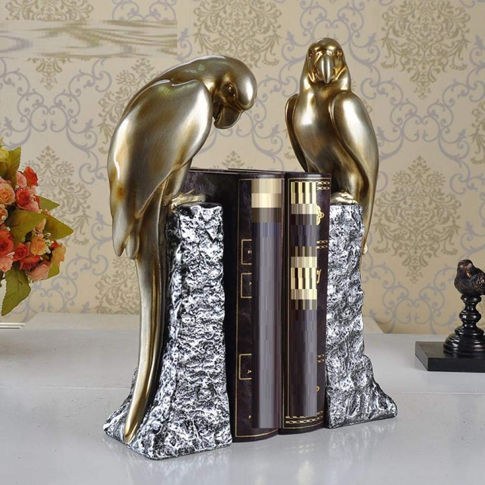 Resin Parrot Bookends - Decorative Outdoor Statues for Shelves, Office & Home Decor - Perfect for Books, Plants & Decorative Displays