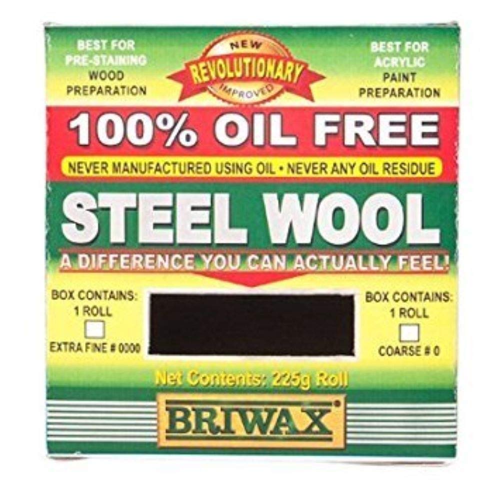 Briwax 0000 Ultra Fine Steel Wool - Oil-Free for Woodworking, Furniture Restoration & Metal Polishing - Ideal for DIY Projects & Professional Use