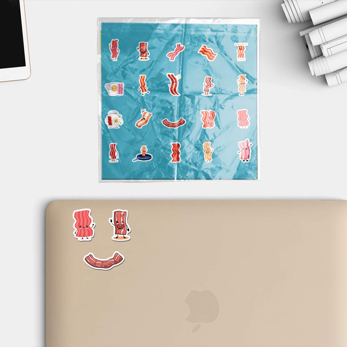 20 PCS Bacon Aesthetic Scented Vinyl Stickers - Colorful Waterproof Decals for Water Bottles, Laptops, Scrapbooking, Luggage, Guitars & Skateboards - Perfect for DIY Crafts, School Supplies & Personalizing Your Belongings