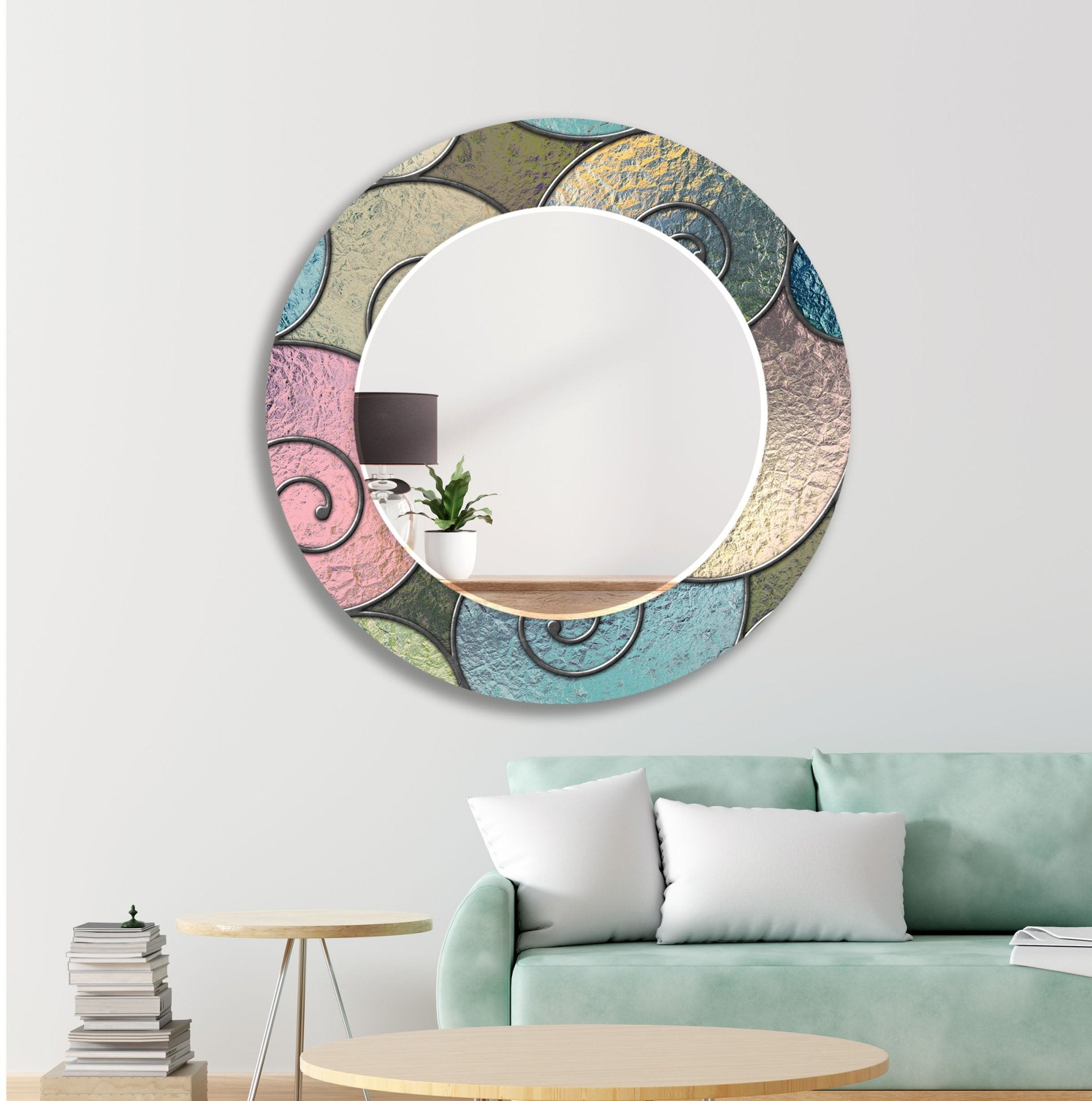 Abstract Spiral Wall Mirrors - Modern Decorative Round Mirror for Living Room, Bedroom, Entryway - Unique Home Decor & Stylish Interior Design Accent