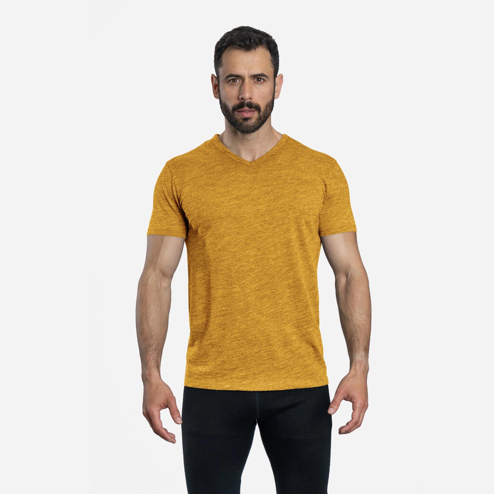 Ultralight Men's Alpaca Wool V-Neck T-Shirt - 160 GSM Soft Breathable Tee for Outdoor Hiking & Casual Wear