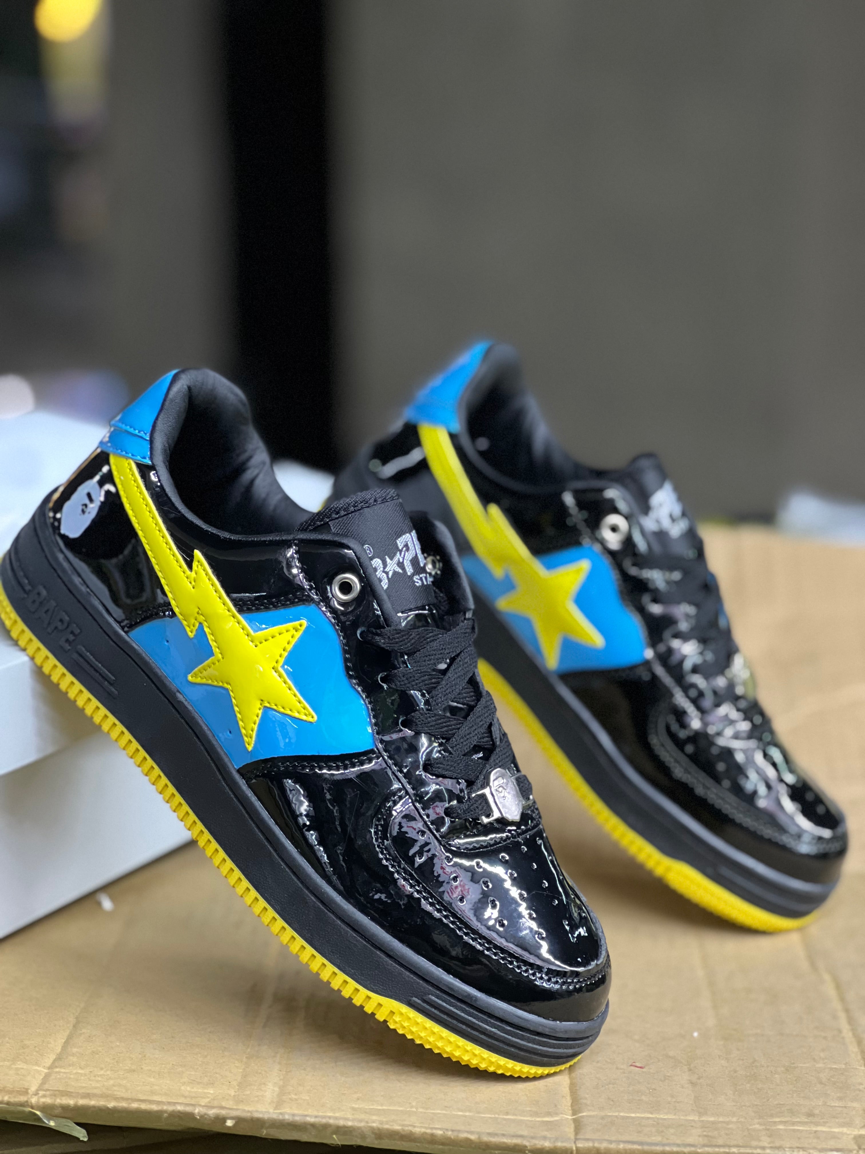 Bape Sta Sneakers for Men & Women - Black & Yellow High-Top Streetwear Shoes | Perfect for Casual Wear, Hip-Hop Fashion & Urban Lifestyle