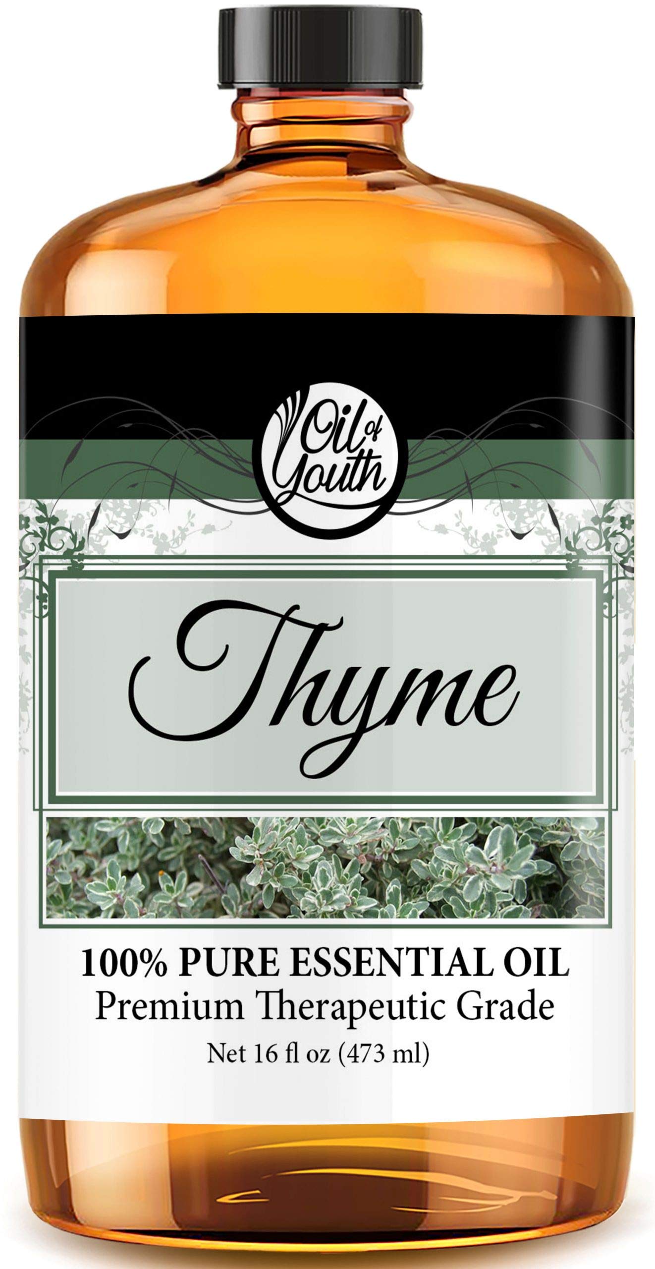 Pure Thyme Essential Oil for Skin Therapy, Aromatherapy & Diffusers - 16oz Bulk Size | Youth Oil for Face Care, Relaxation & Home Fragrance | Perfect for Massage, DIY Beauty & Stress Relief