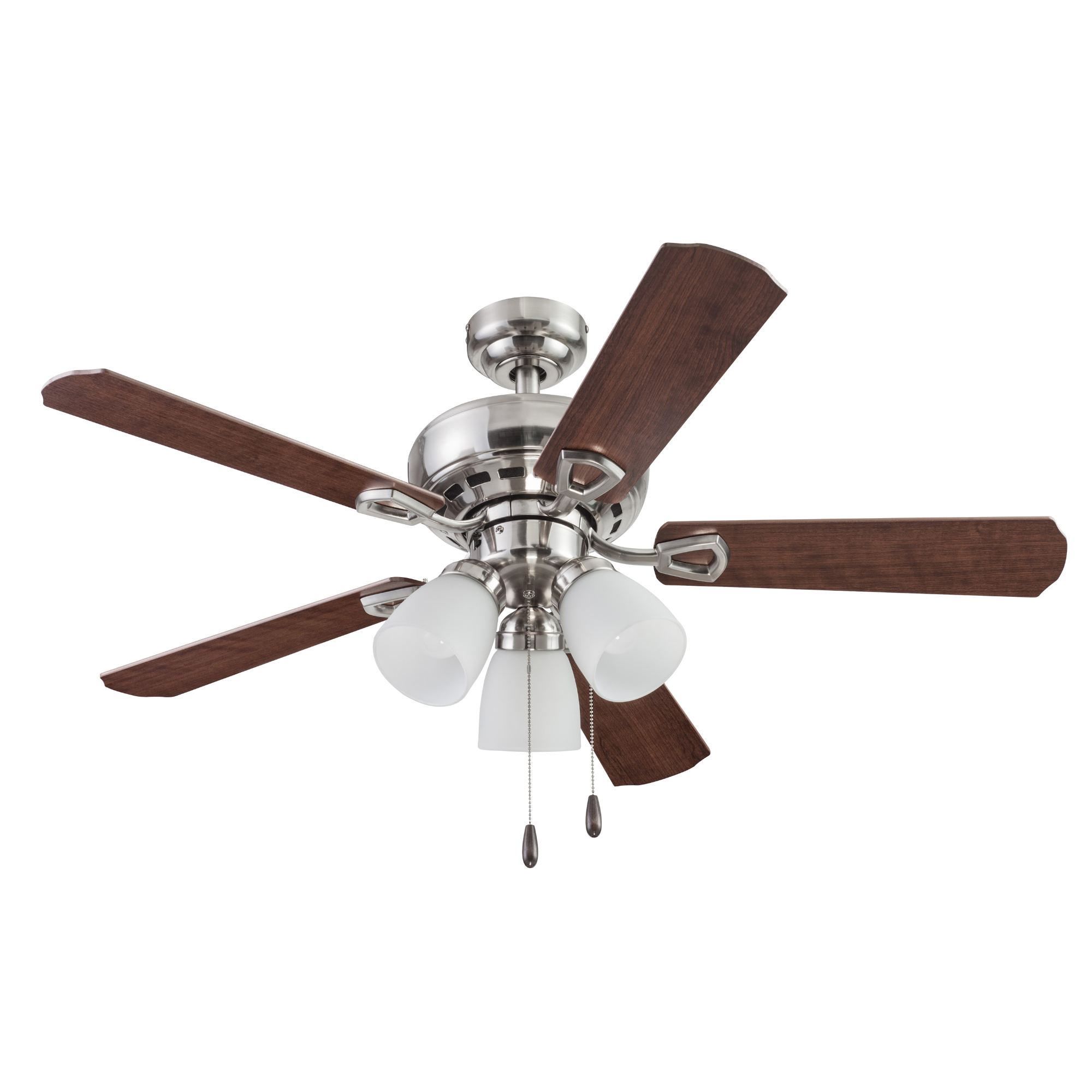 44 Inch Miller Park Brushed Nickel Ceiling Fan with Pull Chain - Perfect for Living Room, Bedroom, and Outdoor Patio Cooling