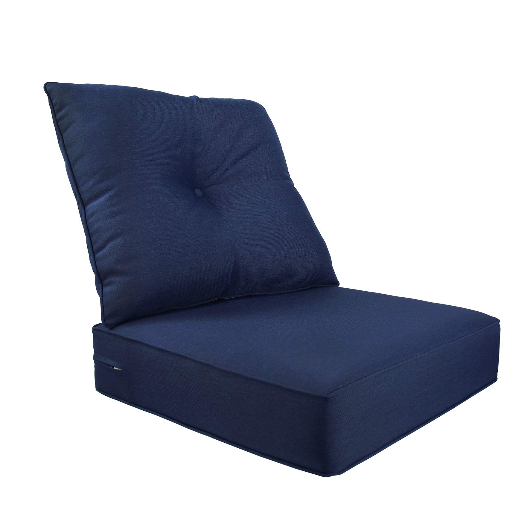 BOSSIMA Indoor Outdoor Deep Seat Chair Cushion Set - Spring Summer Seasonal Replacement Cushions (Olefin Navy Blue) - Perfect for Patio, Deck, Poolside & Garden Furniture