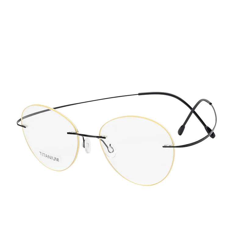 Brightzone Unisex Rimless Round Oval Titanium Eyeglasses 70619 - Lightweight & Durable Frame for Reading, Work & Everyday Wear