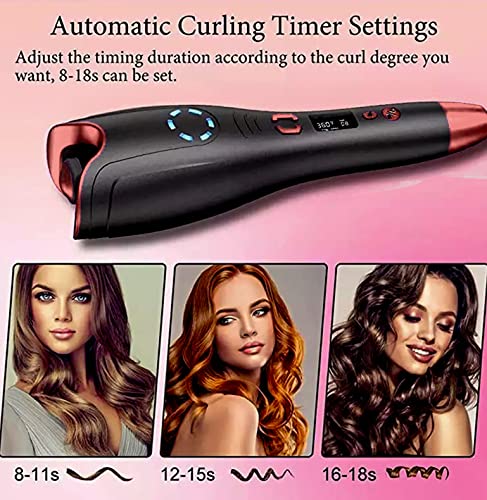 Auto Hair Curler with LCD Display & Timer - Fast Heating Curling Iron for All Hair Types, Auto Shut-Off Curling Wand - Perfect for Home Styling, Travel & Salon Use