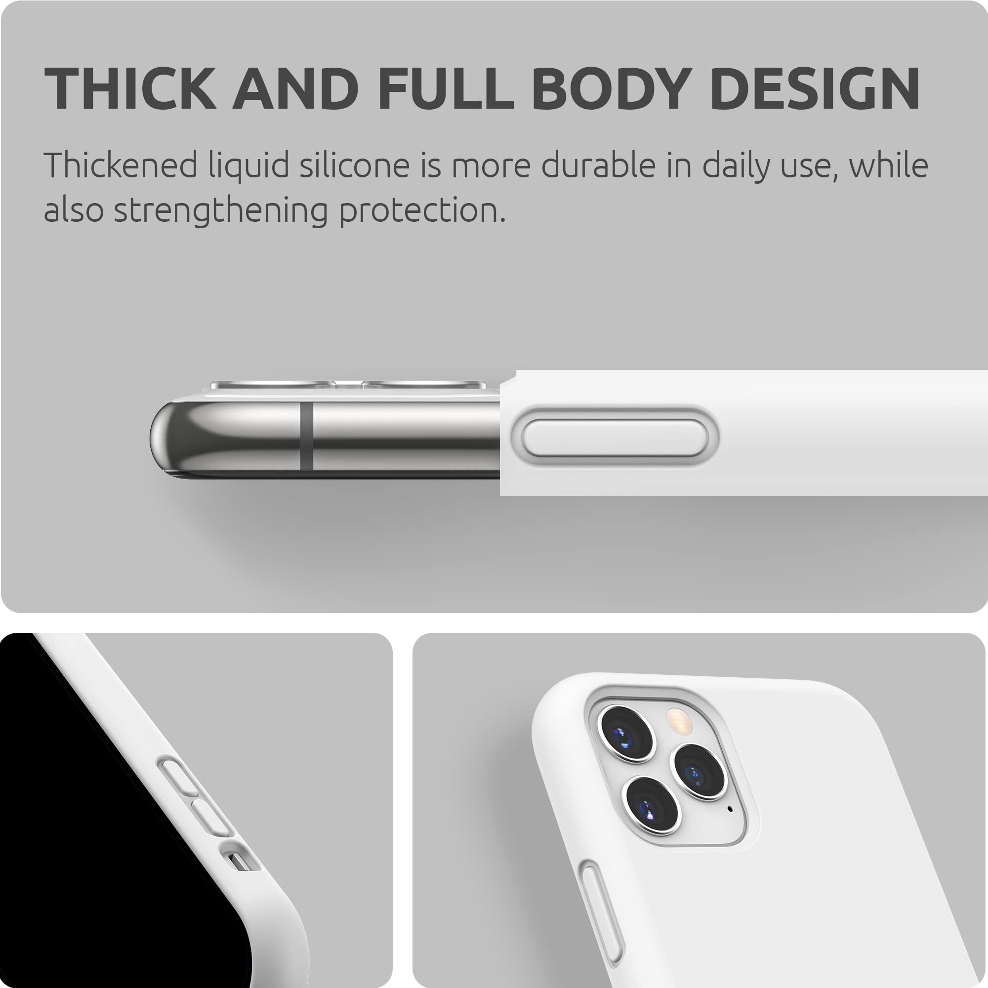 SURPHY Premium Liquid Silicone Case for iPhone 11 Pro Max (6.5 inch) - Shockproof Protective Phone Cover with Microfiber Lining | 2019 Model | White - Perfect for Work, Travel & Everyday Protection