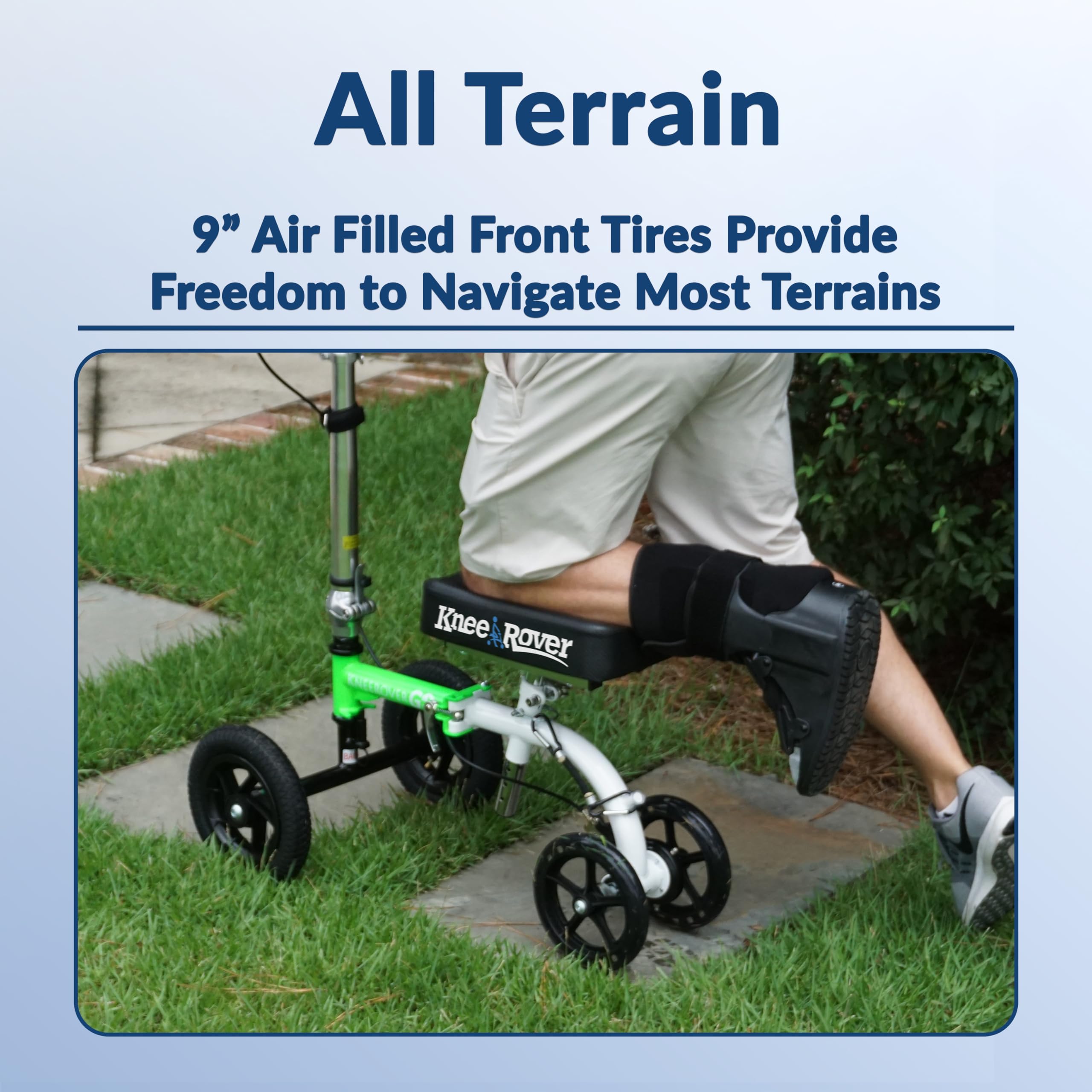 **KneeRover GO Hybrid - Compact All-Terrain Knee Scooter for Adults | Heavy Duty Knee Walker for Foot Surgery, Broken Ankle & Injury Recovery | Best Crutch Alternative | Ideal for Indoor & Outdoor Mobility (Green)**