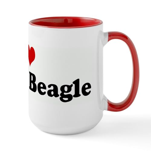 White/Red Inside - I Love My Fat Beagle Large Mug