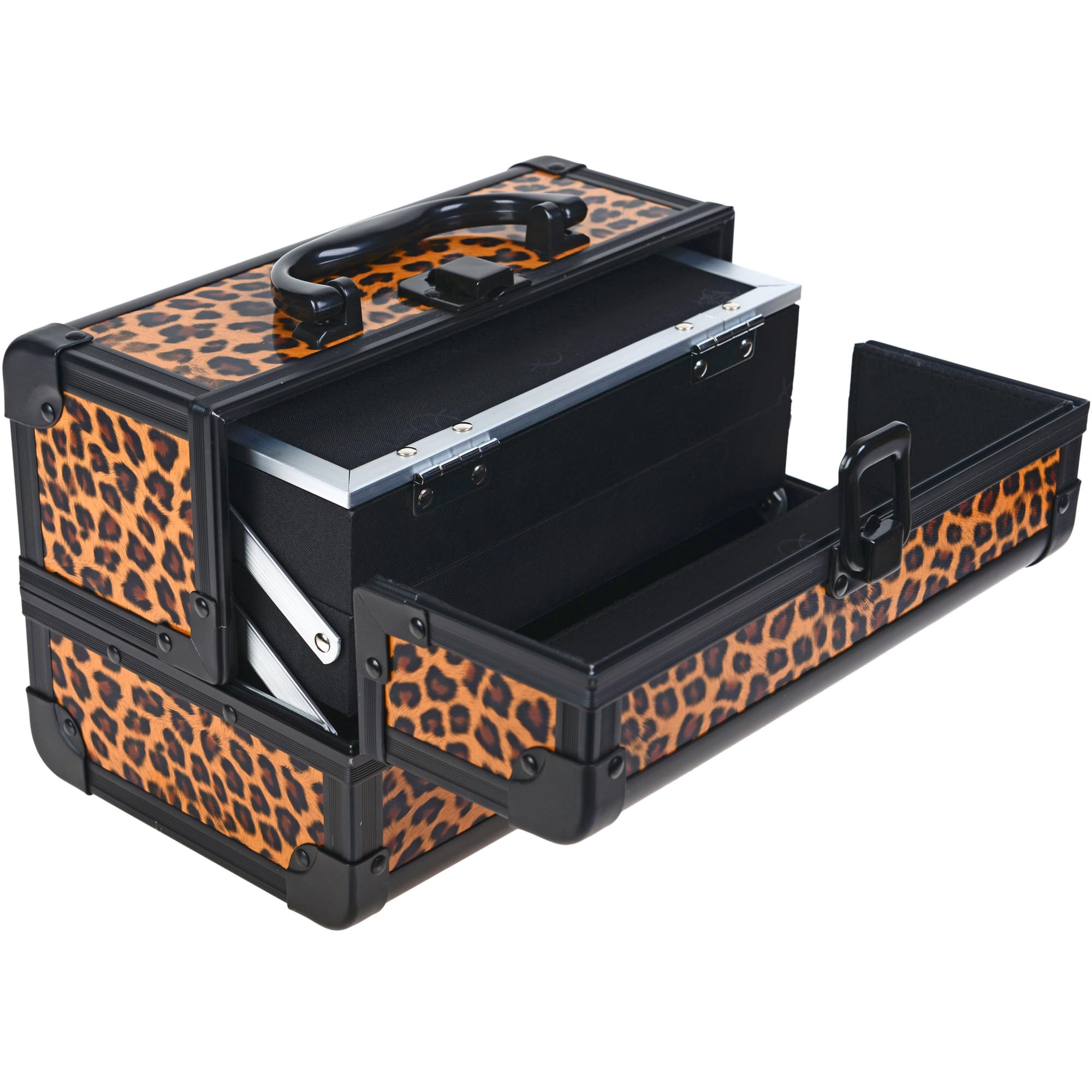 SHANY Chic Makeup Train Case - Portable Cosmetic Organizer with Lock, Multi-Tray Storage & Mirror for Beauty & Jewelry | Travel, Salon & Professional Use - Lost Cheetah Design