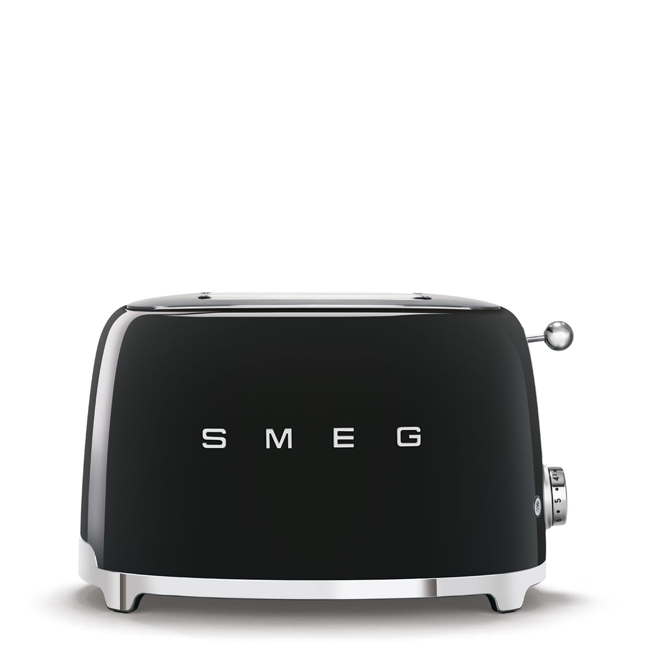 SMEG 2-Slice Toaster with 6 Browning Levels, Defrost & Reheat Functions - Removable Crumb Tray - Retro Stainless Steel Design - Perfect for Breakfast, Brunch & Small Kitchens (Black)
