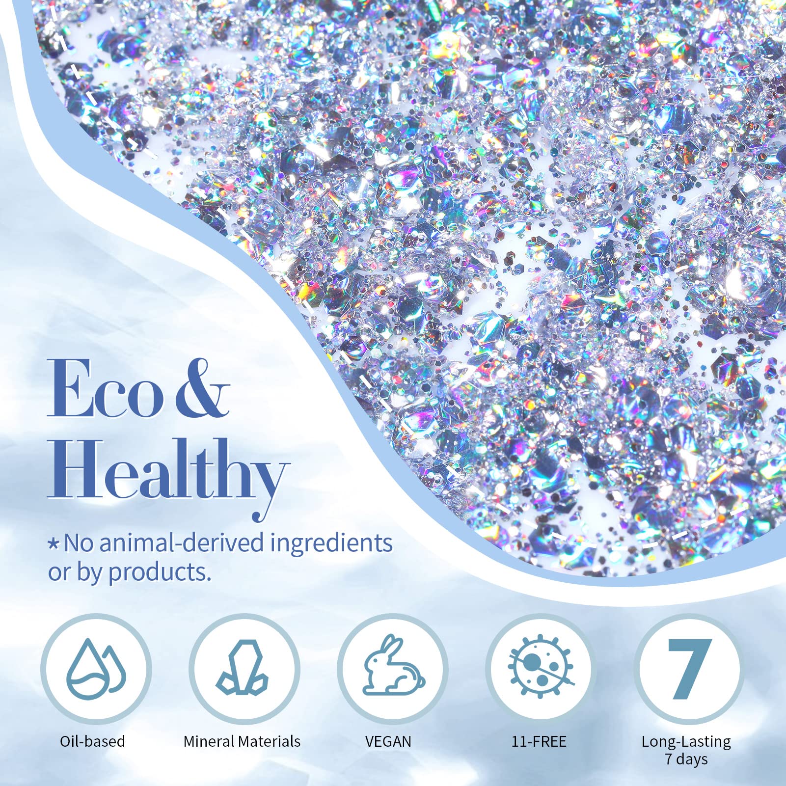 Born Pretty Holographic Nail Polish - Silver Glitter Sequins Nail Lacquer (10ml) for Manicure, Pedicure & Nail Art Designs | Long Lasting & High Shine Finish