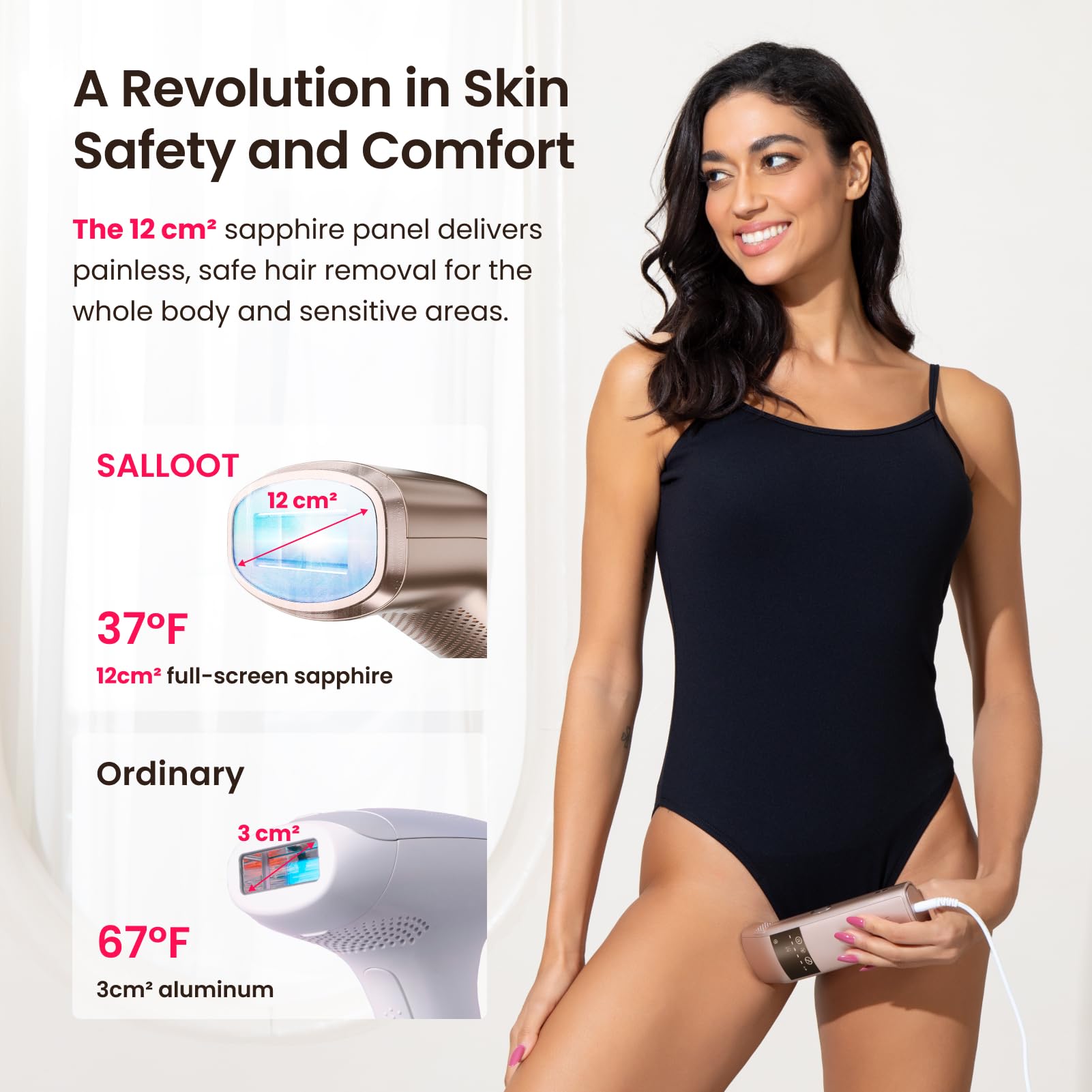 TRIPLE-Pulse IPL Laser Hair Removal Device with Sapphire Ice-Cooling Technology (37°F) - Permanent At-Home Hair Removal for Women & Men - Trinity iGlow 10 in Champagne Gold - Perfect for Legs, Underarms, Bikini Line & Facial Hair Removal