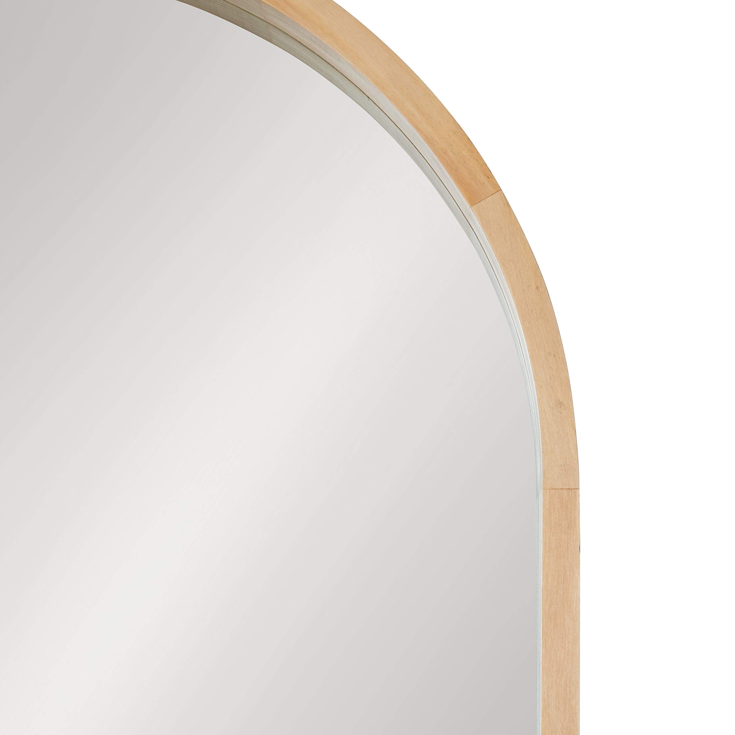 Kate and Laurel Hutton Modern Capsule Wall Mirror 24x36 Inches - Natural Wood Scandinavian Style Decorative Mirror for Living Room, Bedroom & Entryway