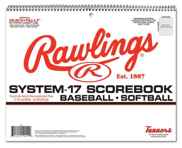 Rawlings System 17 Baseball Scorebook 17SB - Official Baseball Game Scorekeeping Notebook for Coaches, Players & Fans - Perfect for Little League, High School & College Games