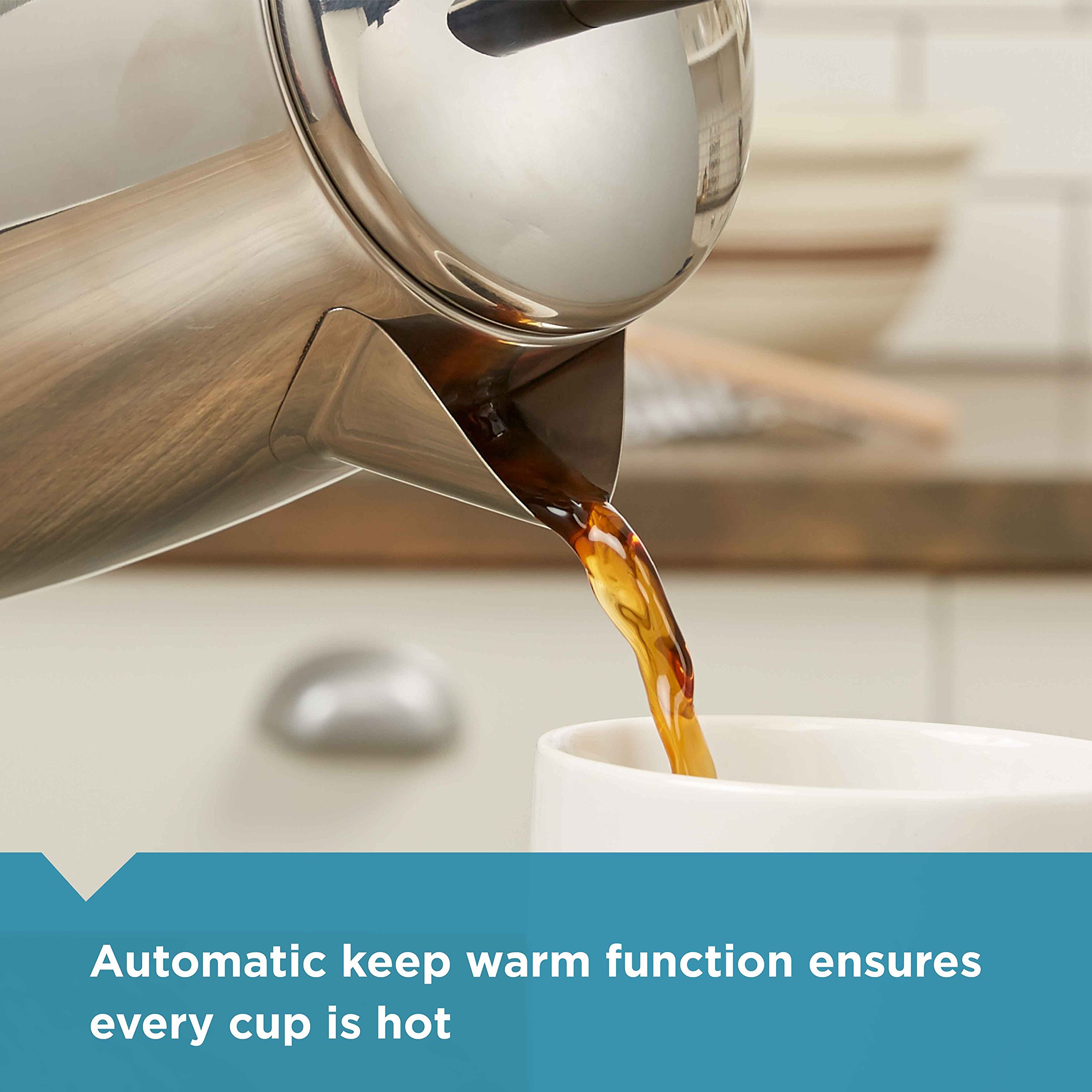 Farberware 12 Cup Electric Coffee Percolator - Stainless Steel Basket Coffee Maker with Auto Keep Warm & No-Drip Spout - Perfect for Home, Office, and Camping Use