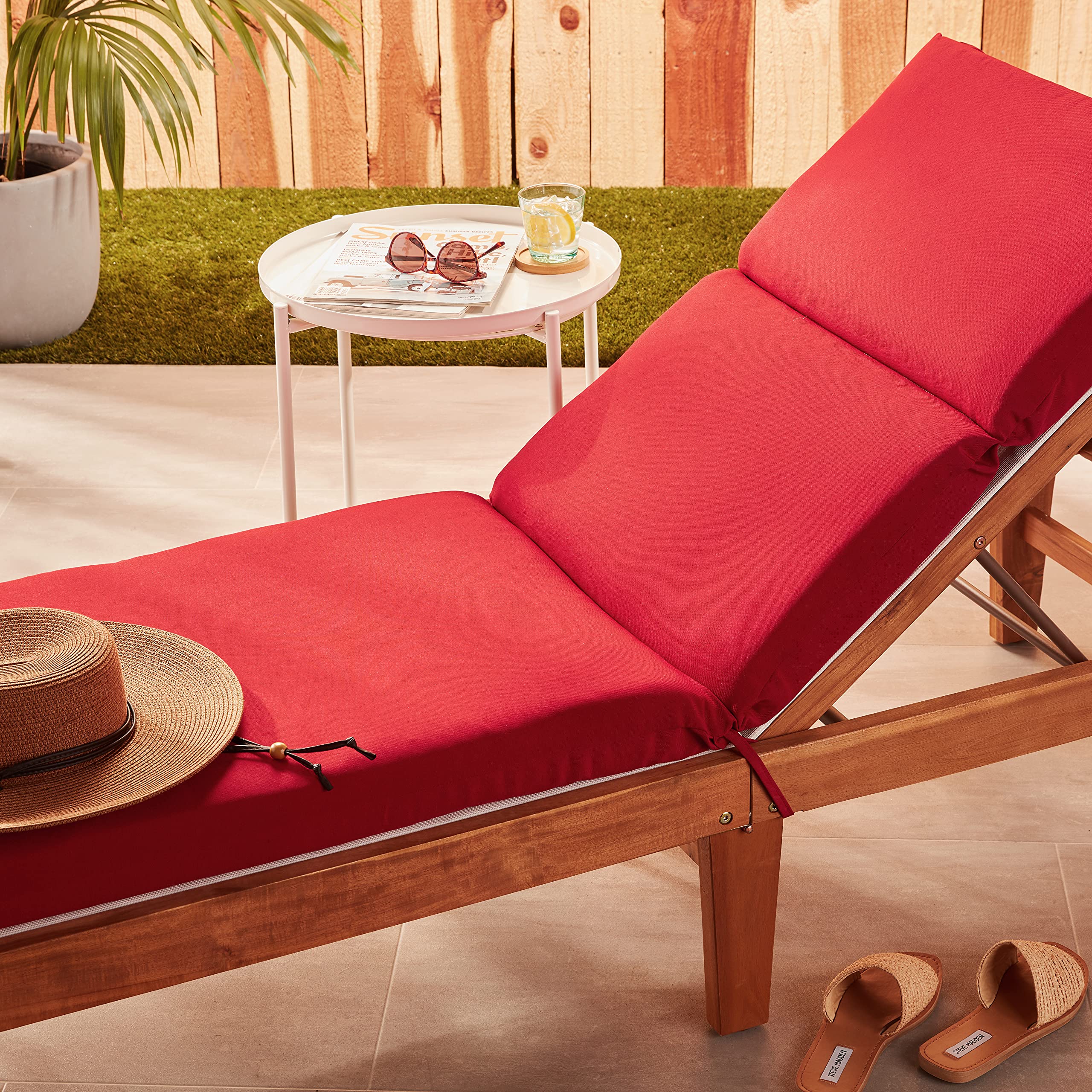 Premium Plush Fiber Fill Indoor/Outdoor Patio Chaise Lounge Cushion - Weather & Fade Resistant, 72.5