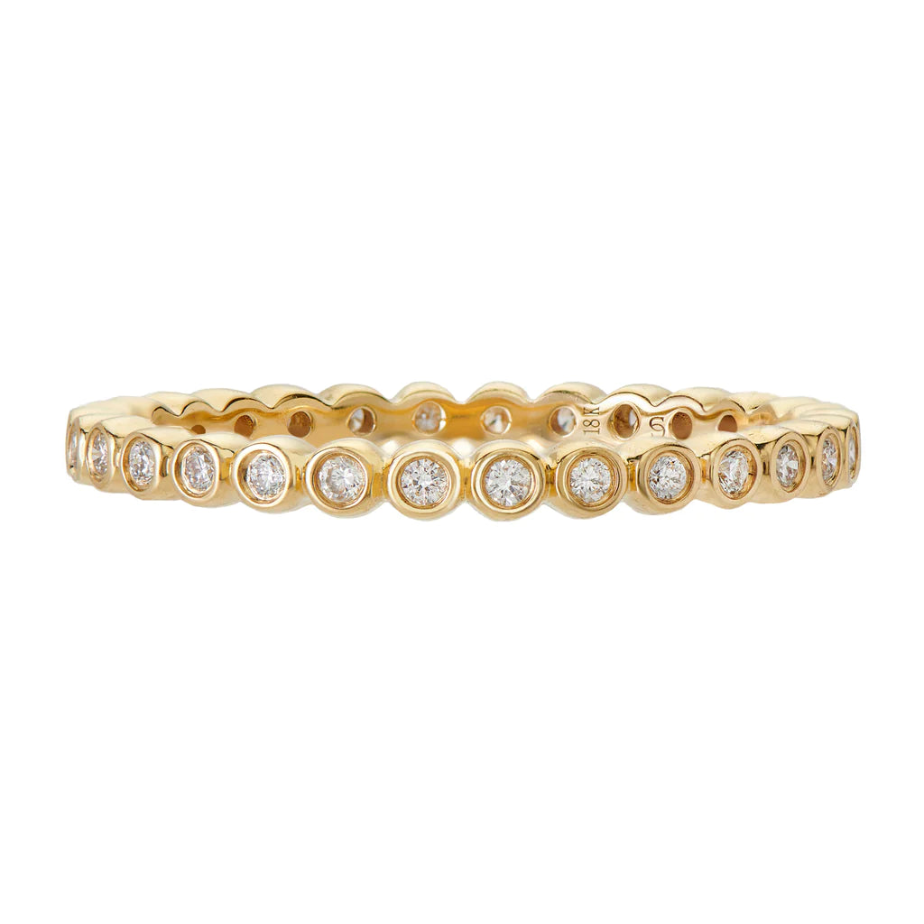Mini Bezel Diamond Band Ring - Dainty Stackable Wedding Ring for Women - Perfect for Everyday Wear & Special Occasions