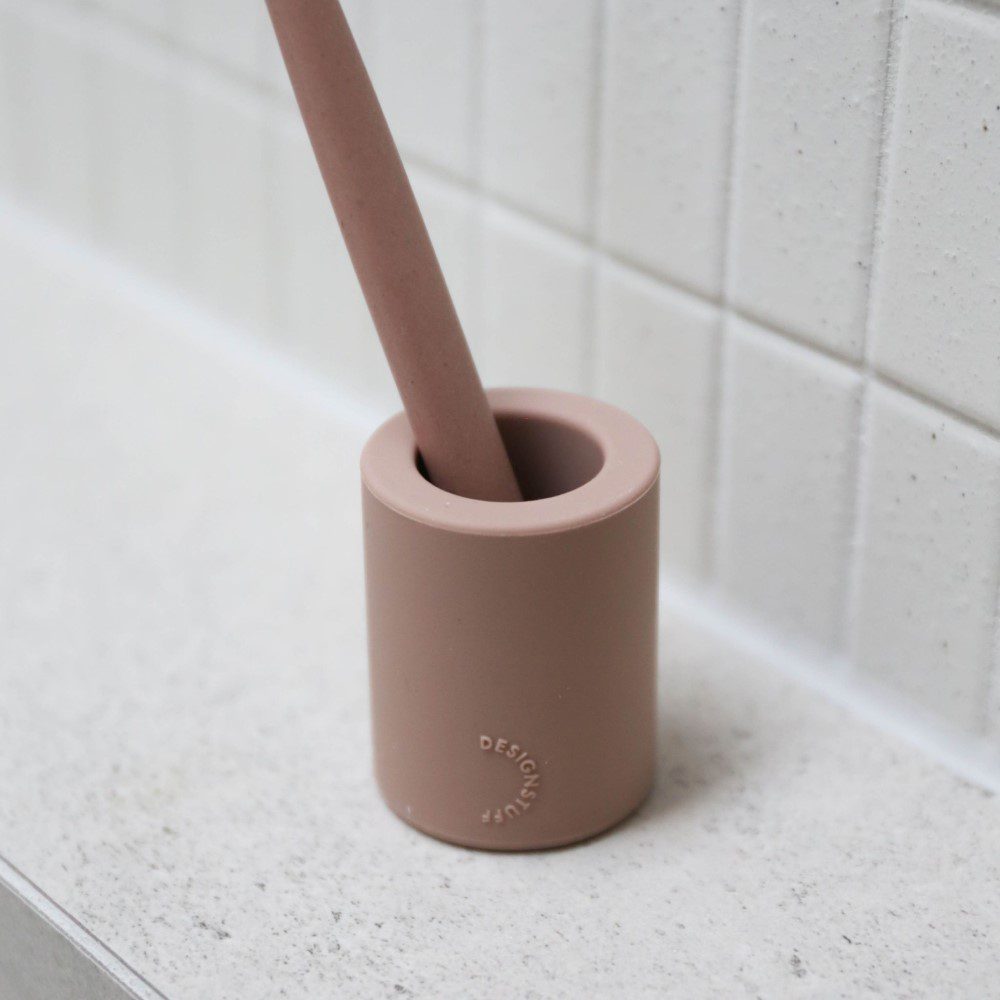 DESIGNSTUFF Ceramic Toothbrush Holder - Modern Bathroom Organizer for Brushes & Oral Care Essentials | Perfect for Countertop, Vanity, or Travel Storage