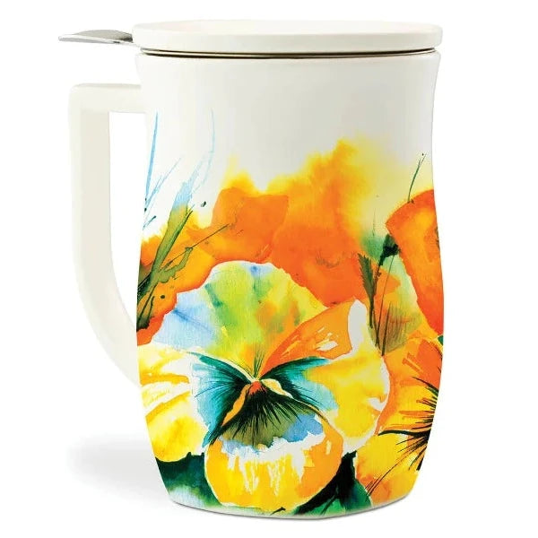 Tea Forte Fiore Infuser Cup - Premium Loose Leaf Tea Brewing Cup with Elegant Floral Design | Perfect for Home, Office & Gift Giving