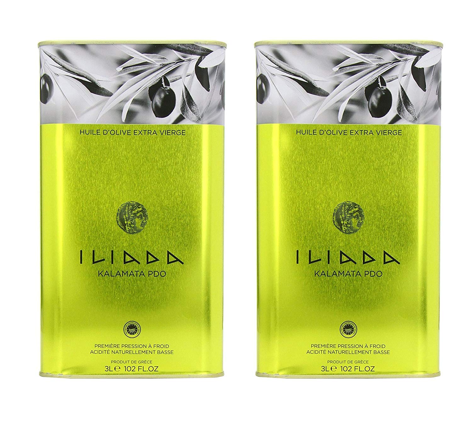 Premium Iliada Extra Virgin Olive Oil - 2 Pack (3 Liters Each) - Cold Pressed, Unfiltered, Rich Flavor - Perfect for Cooking, Salad Dressing & Gourmet Recipes