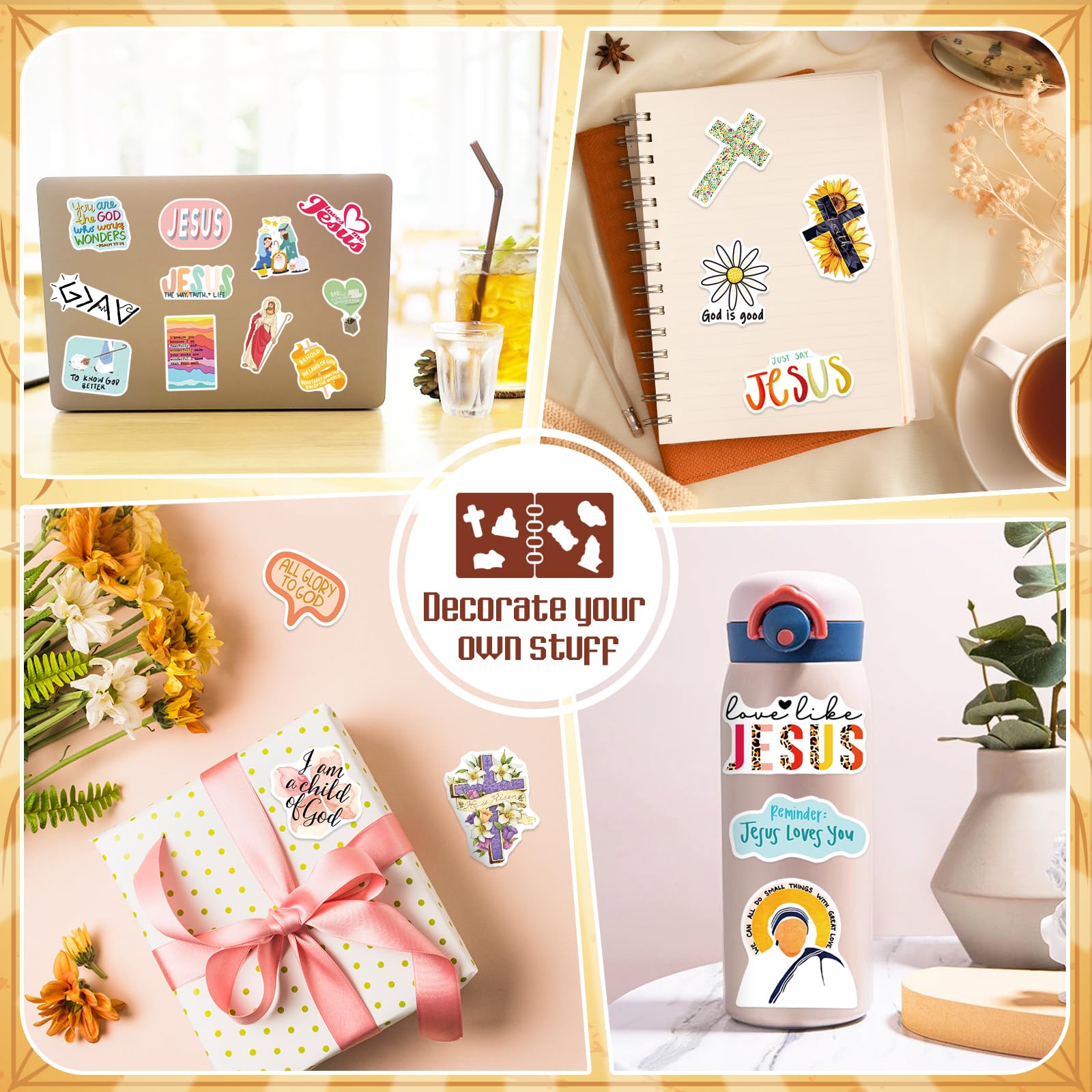 200PCS Christian Stickers - Bible Verse & Faith Words for Kids, Water Bottles & Laptops