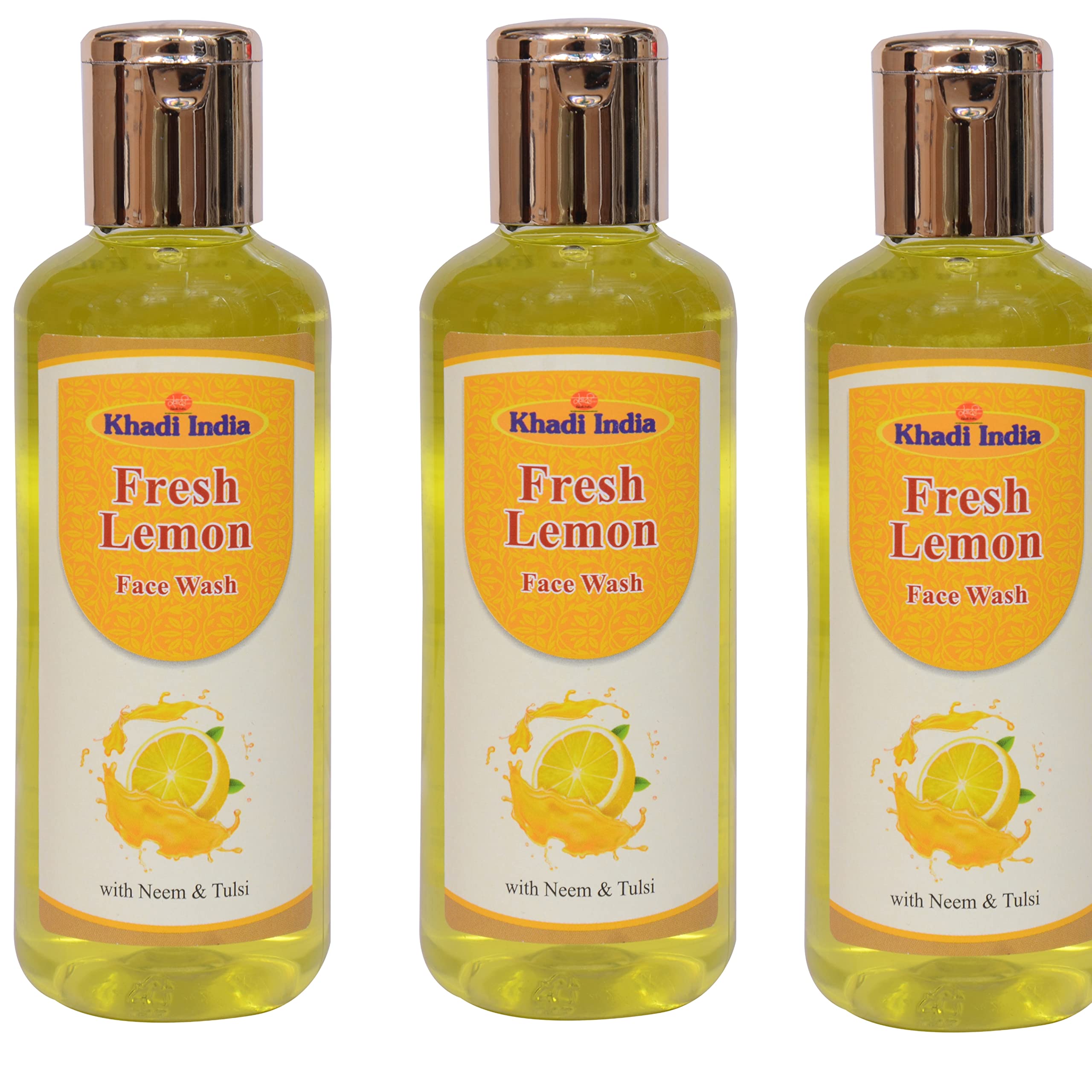 Khadi Lemon Face Wash with Neem & Tulsi 210ml - Herbal Cleanser for All Skin Types - Refreshing Daily Use