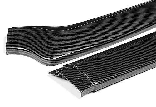 HYPERSPEED Carbon Fiber Look Front Bumper Spoiler Lip & Side Skirt Extension Kit for 2018-2023 Ford Mustang Coupe - 9PCS ABS GT-Style Body Kit with Rocker Panel Splitter & Diffuser (86