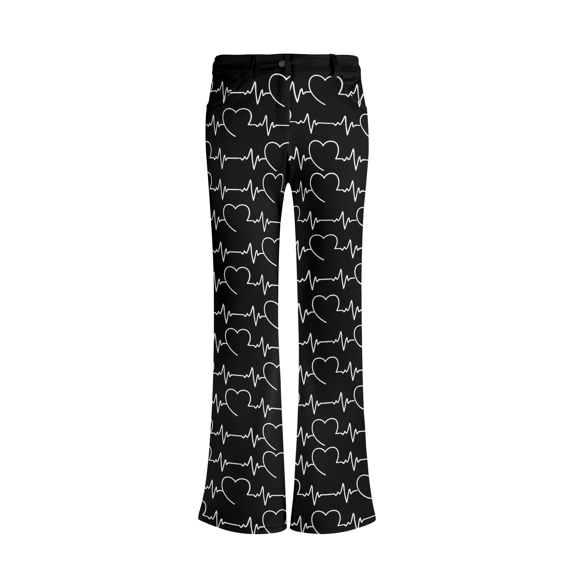 Heartbeat Hearts Flare Pants for Women - Trendy High Waisted Yoga Pants with Flared Legs for Dance, Workout & Casual Wear