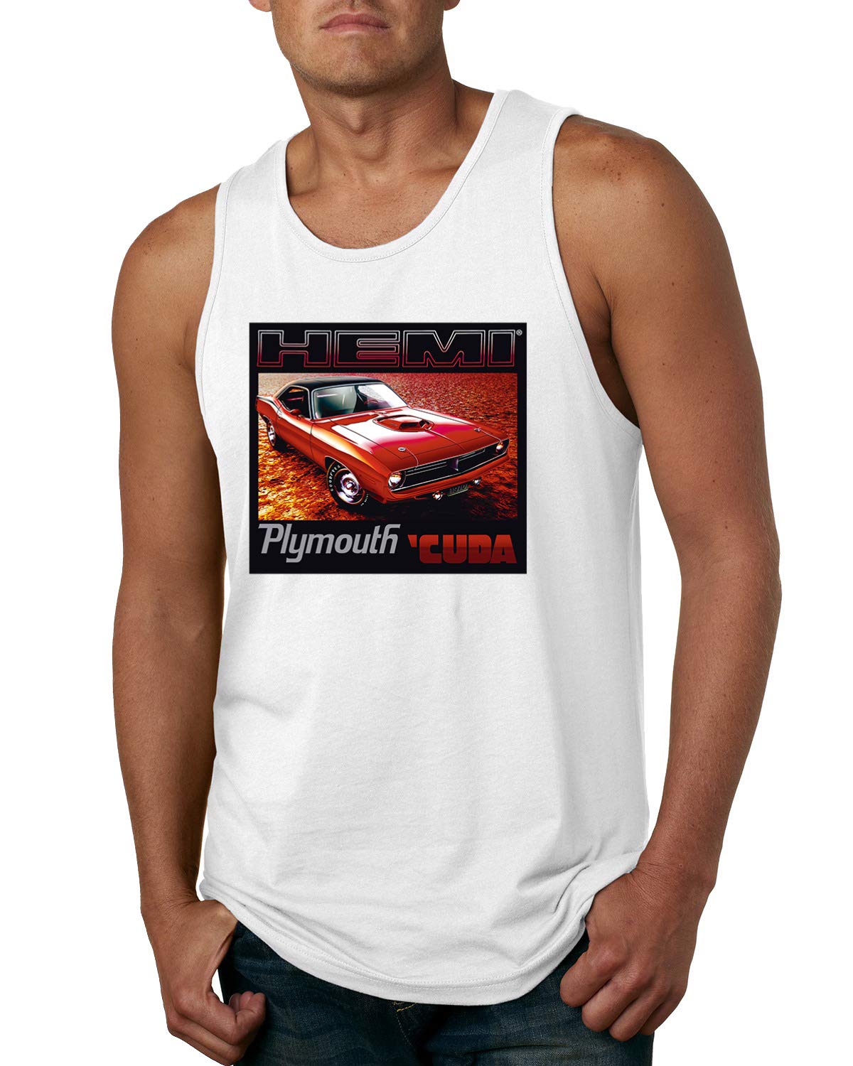 1971 Hemi Plymouth Cuda American Muscle Car Graphic Tank Top for Men - Vintage Car Lovers Tee for Casual Wear, Car Shows & Summer Outfits
