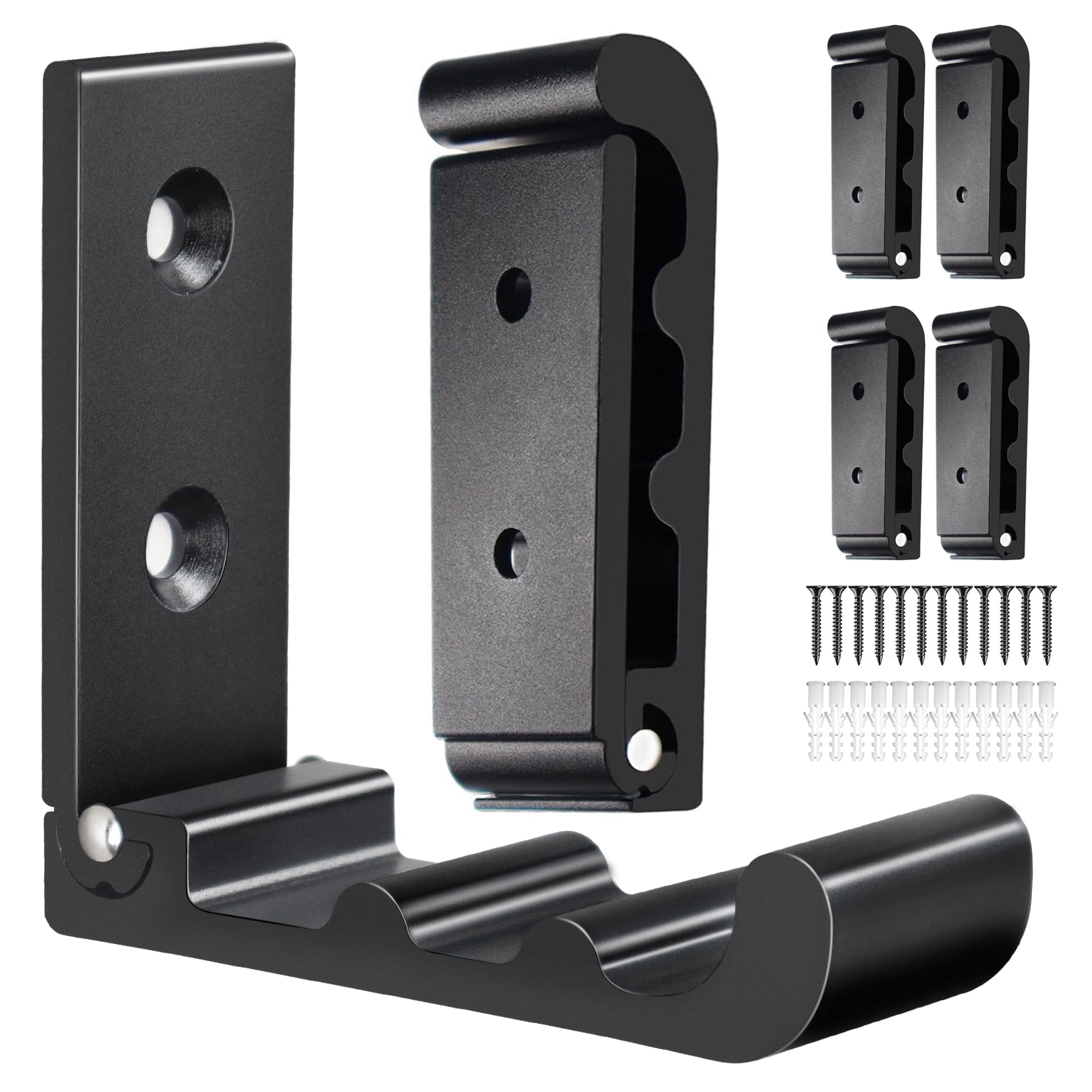 OHIYO 6-Pack Heavy Duty Folding Wall Hooks - Black Space Saving Hangers for Coats, Towels, Hats, Backpacks & Bags - Wave Design Wall Mount Organizer for Entryway, Bathroom & Closet Storage