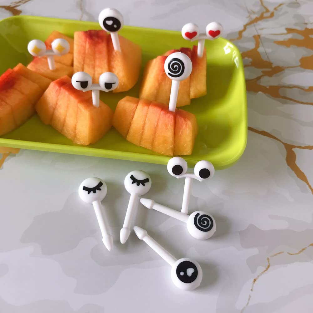 20-Piece Bento Box Fruit Picks Set - Cute Animal Eye Toothpicks for Kids Lunchbox, Sandwiches, Fruit, Melon Balls - Fun Food Decorations for School Lunches, Parties & Picnics