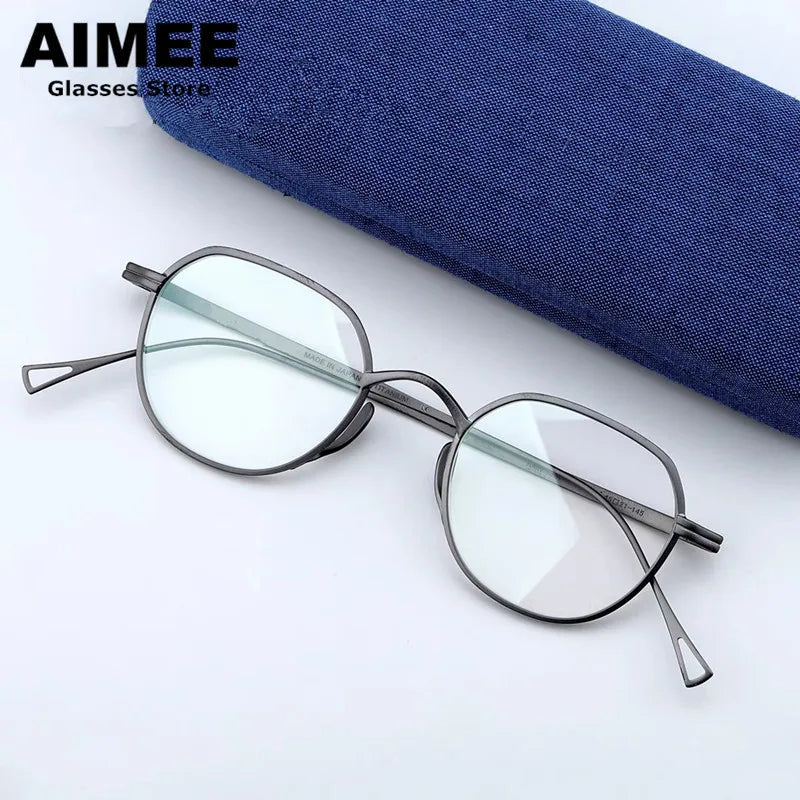 Aimee Unisex Full Rim Flat Top Oval Titanium Eyeglasses Frame 141301 - Lightweight Durable Glasses for Work, Reading & Everyday Wear