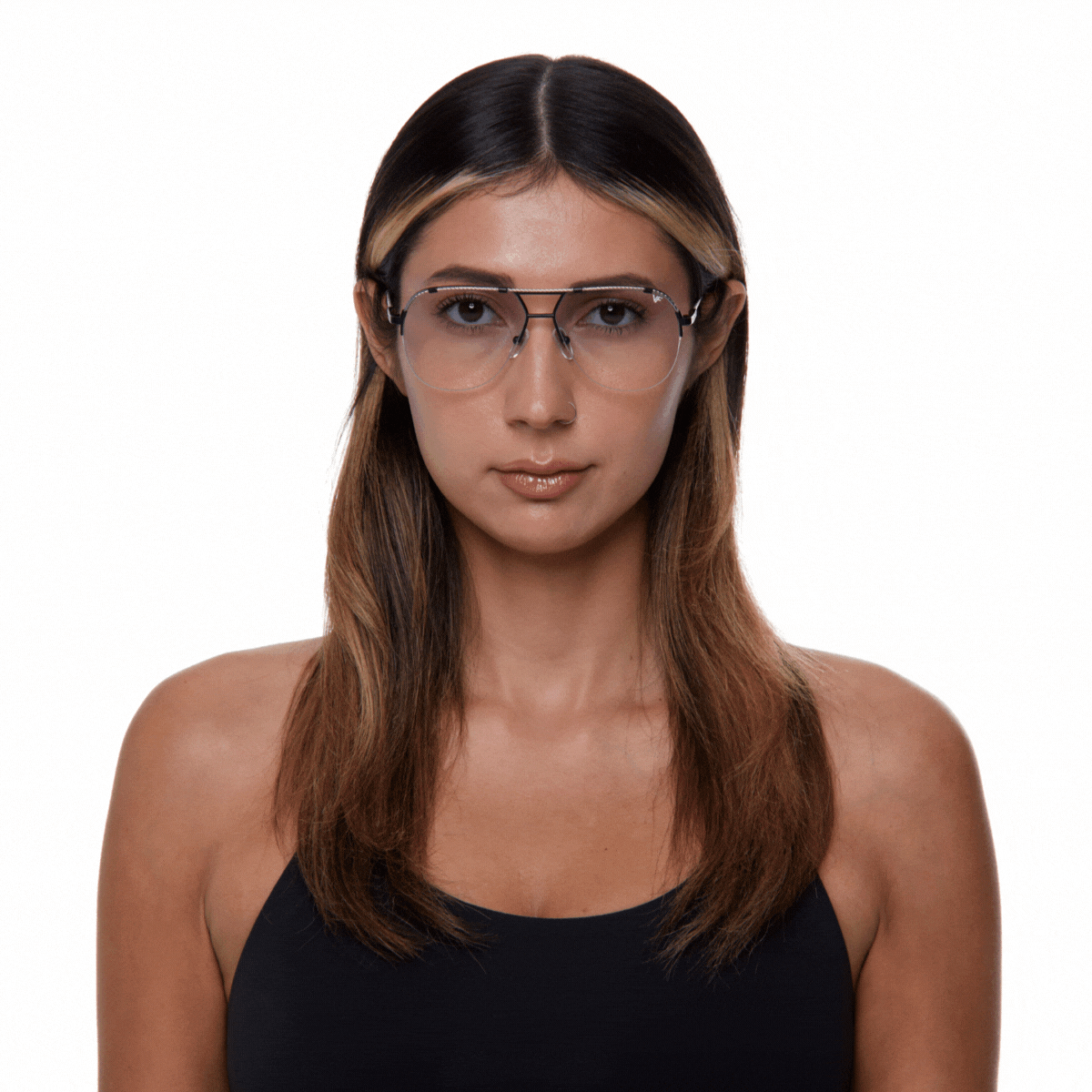 Blanco Half Rim 24KT Two Tone Black and White Gold Glasses - Stylish Eyewear for Men & Women, Perfect for Daily Wear, Work, and Special Occasions