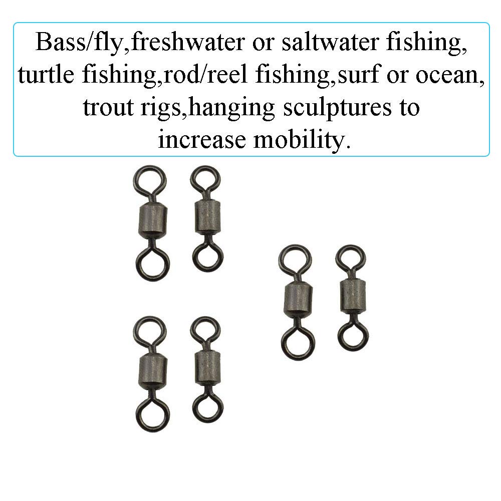 Premium Stainless Steel Fishing Rolling Swivels - No Tangle Barrel Bearing Swivel with Solid Welding Ring for Big Fish, Freshwater & Saltwater Rod Reel - Ideal for Bass, Catfish, and Deep Sea Fishing