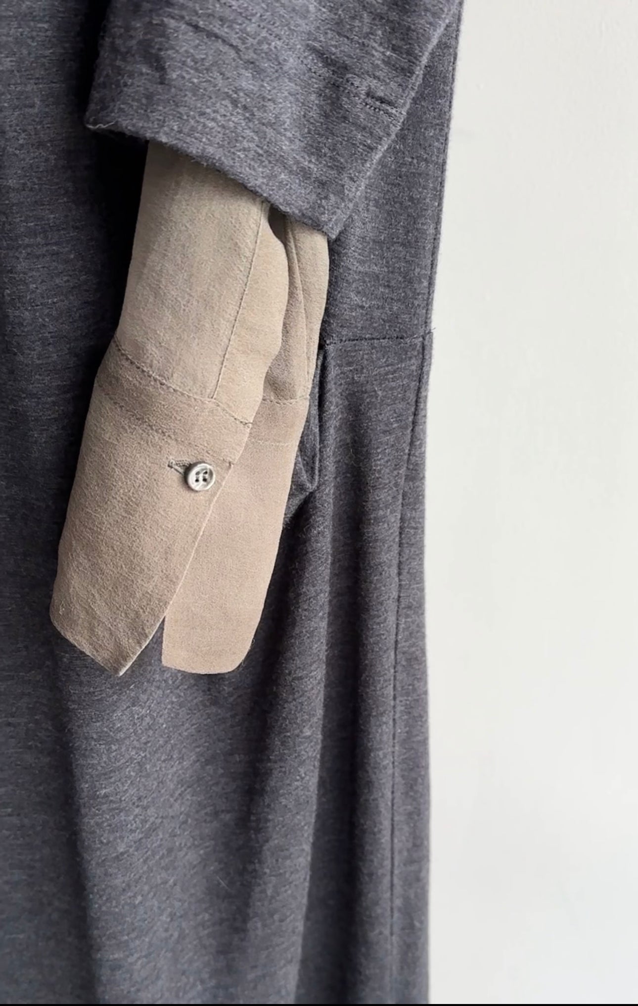Brunello Cucinelli Charcoal Grey Wool Dress with Silk Inset - Women's Size L (8/10) | Elegant Office Wear & Special Occasion Outfit