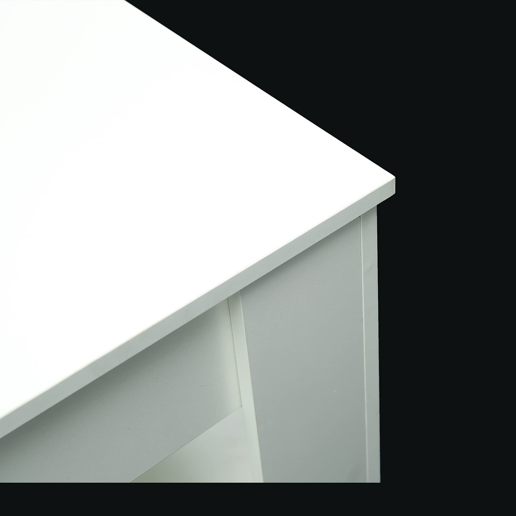 Lift Top Coffee Table with Hidden Storage & 2 Open Shelves - White Modern End Table for Living Room, Reception Area, Office - Perfect for Small Space Organization & Remote Work Setup