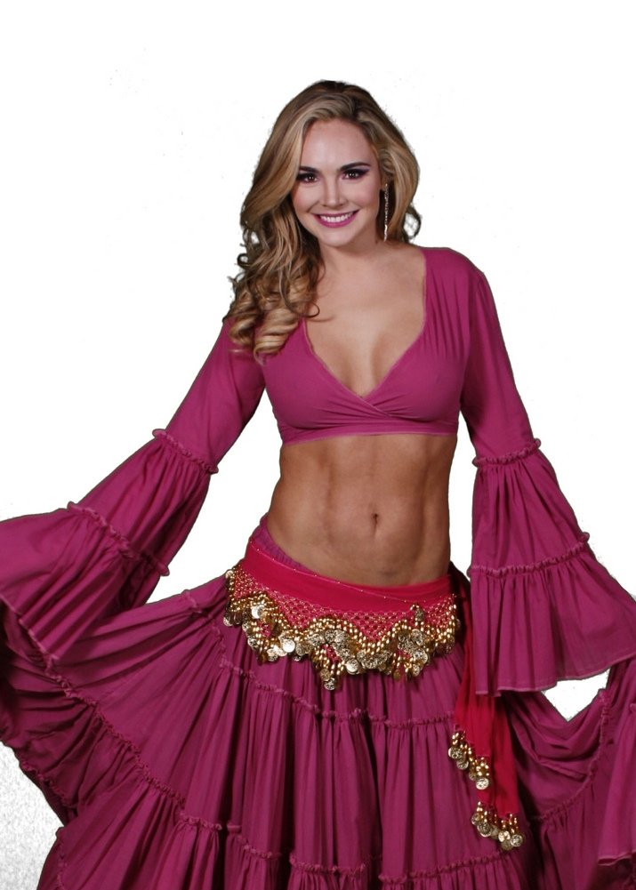 Tribal Belly Dance Cotton Top with Bell Sleeves - Bohemian Romper for Women | Perfect for Dance Performances, Festivals & Costume Parties