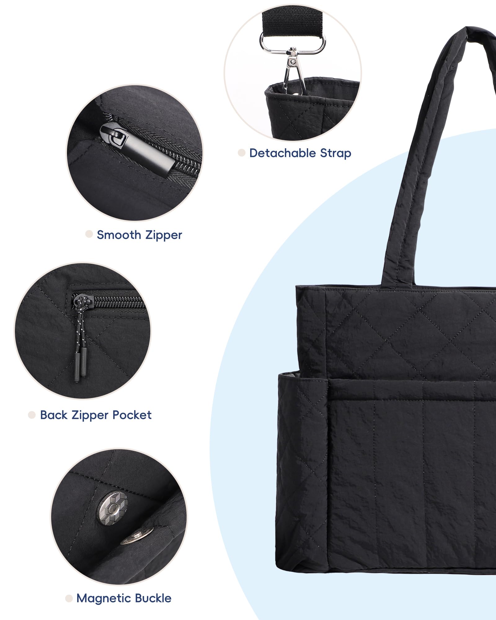 Quilted Puffer Crossbody Tote Bag for Women - Adjustable Strap, Lightweight Shoulder Bag - Perfect for Work, Travel & Daily Use - Stylish Gift Idea for Her