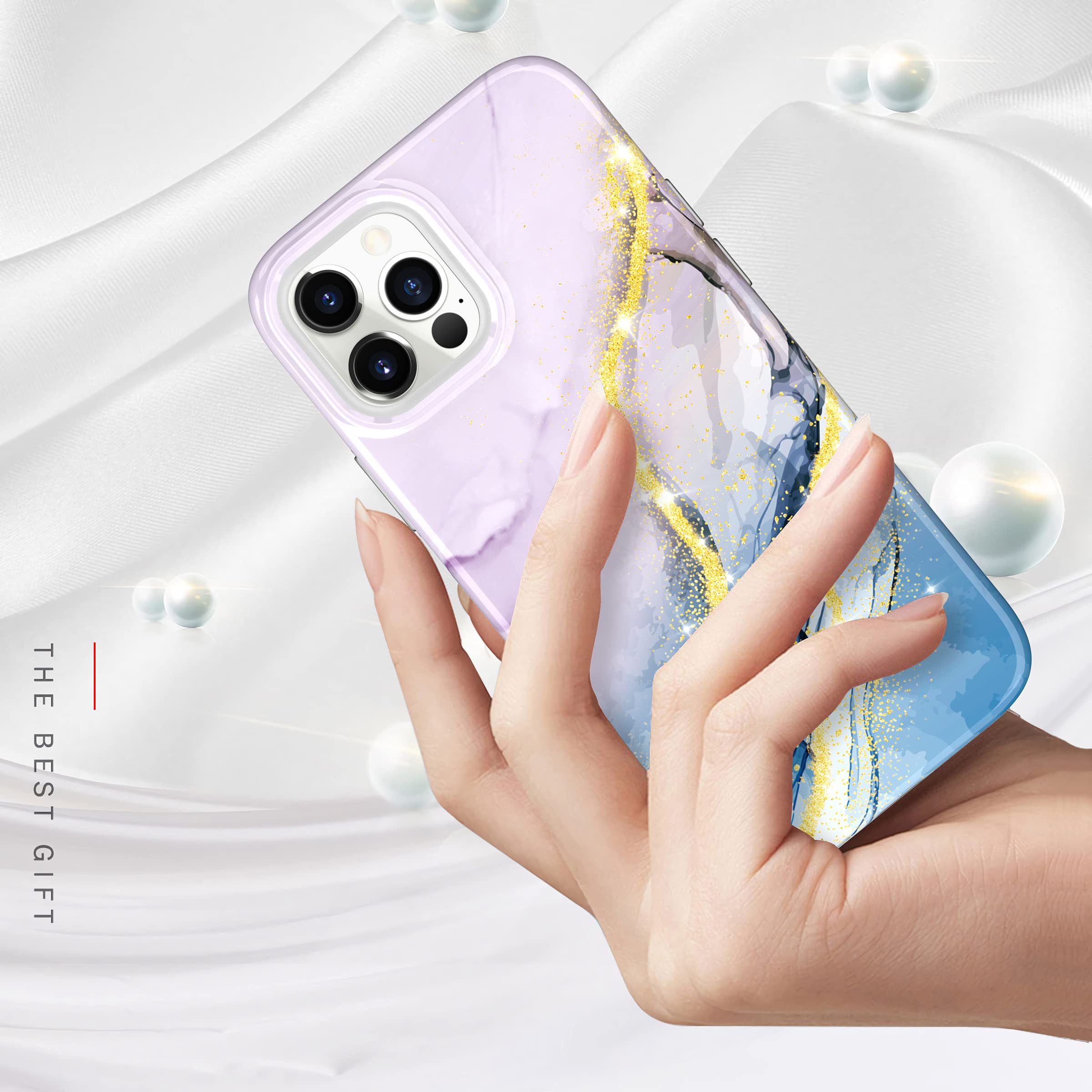 BAISRKE iPhone 12 Pro Max Case 6.7 Inch - Sparkle Glitter Marble Design, Shockproof Flexible TPU Bumper Cover for Women (Phantom Violet) | Perfect for Everyday Protection & Stylish Outfits
