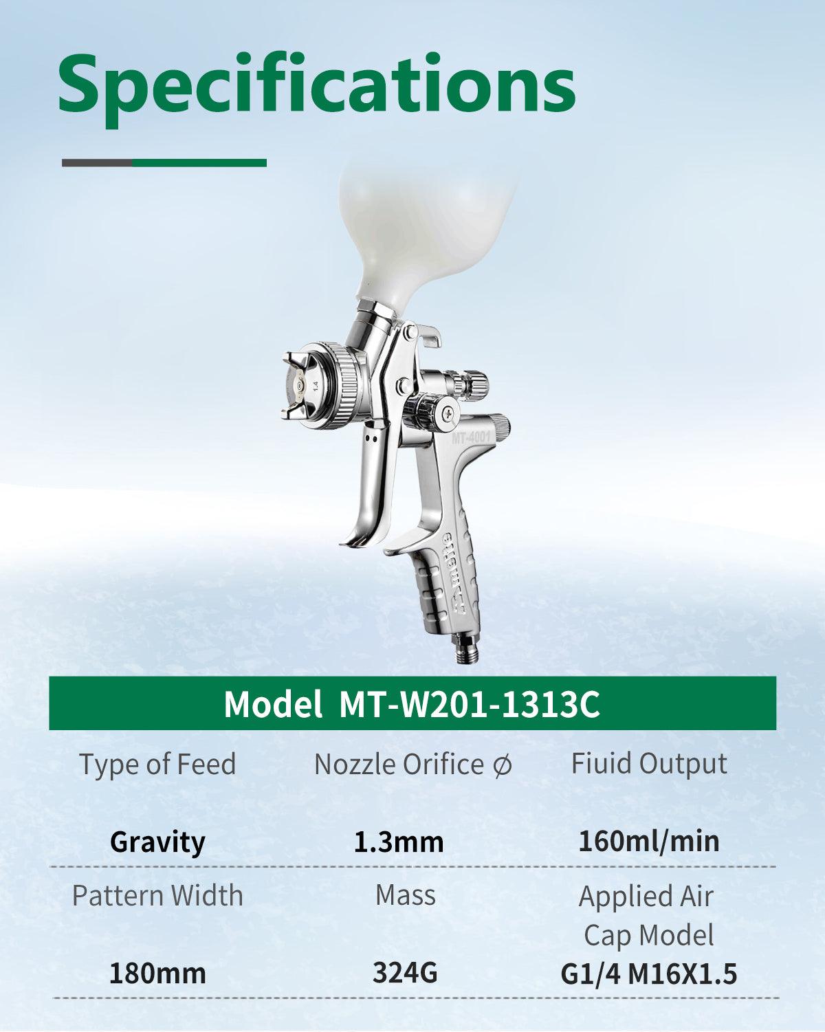 1.3mm Nozzle Gravity Feed Spray Gun - Buy 1 Get 1 Free - Perfect for Automotive Painting, Wood Finishing & DIY Projects