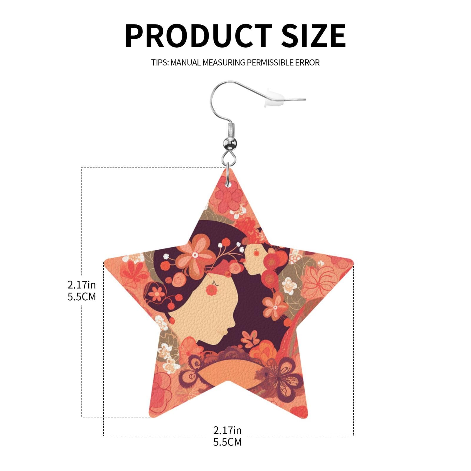 Fashionable Leather Star Earrings for Women - Daisy & Frame Dangle Earrings - Perfect Valentine's Day & Anniversary Jewelry Gift - Great for Date Nights & Special Occasions
