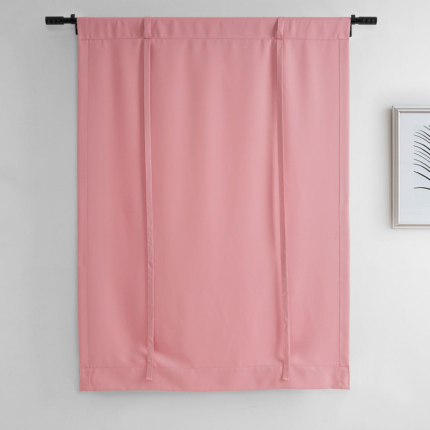Precious Pink Blackout Tie-Up Window Shade - Elegant Room Darkening Curtain for Bedroom, Nursery & Home Decor