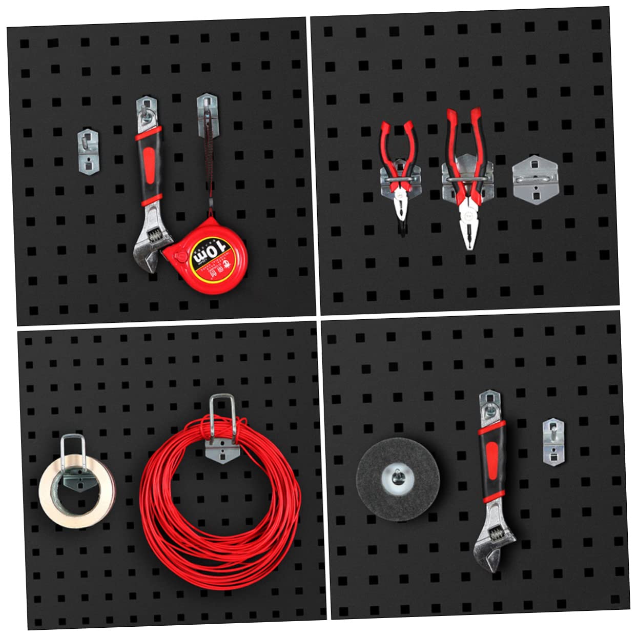 2 Sets Heavy Duty Iron Pegboard Hooks - Wall Mount Tool Organizer for Shovels, Rakes & Garden Tools - Garage & Workshop Storage Solution