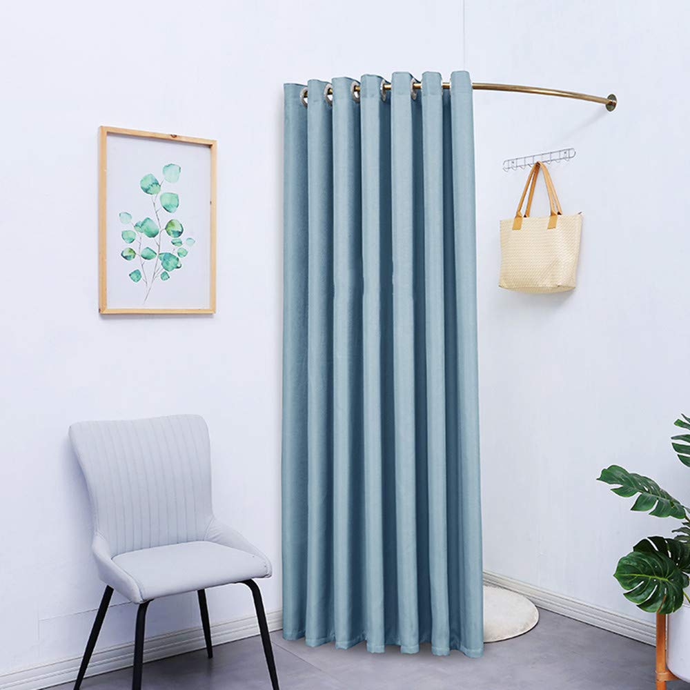 BEIFU FORM Stainless Steel Curved Fitting Room Curtain Rod - 80cm Elegant Green for Clothing Store Changing Room | Durable Curtain Track with Rings & Shelf | Perfect for Retail Boutiques, Dressing Rooms & Home Wardrobes