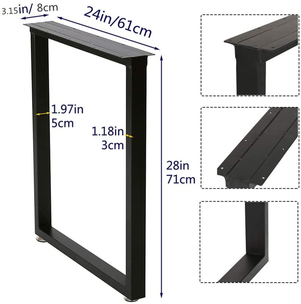 Heavy Duty Black Metal Table Legs Set - 28