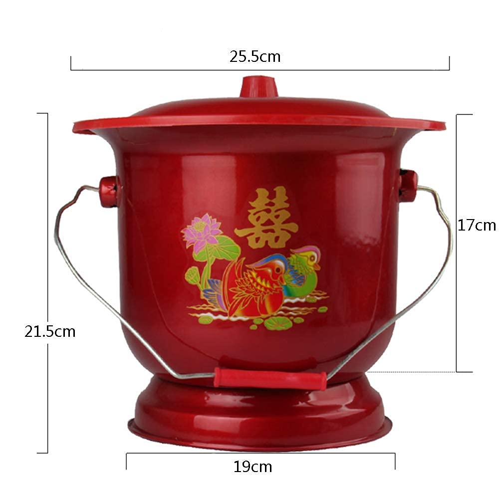 XBSXP Enamel Bedpan & Spittoon - Large Capacity Portable Chamber Pot with Handle & Lid - Universal Night Pot for Adults & Kids - Easy to Clean - Ideal for Home Care, Hospitals & Travel Use