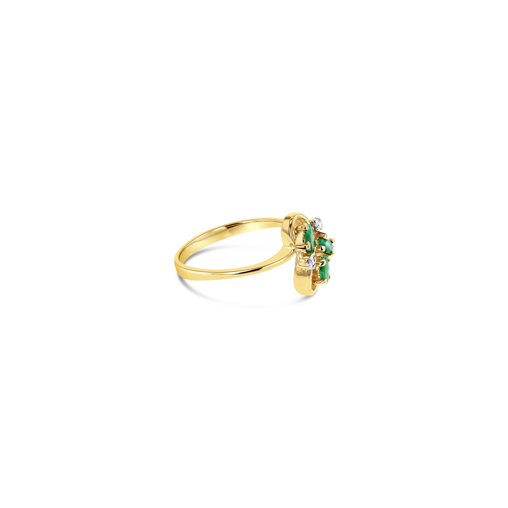 14K Yellow Gold Marquise Emerald & Diamond Ring .29cttw - Elegant Vintage Jewelry for Weddings, Anniversaries & Special Occasions